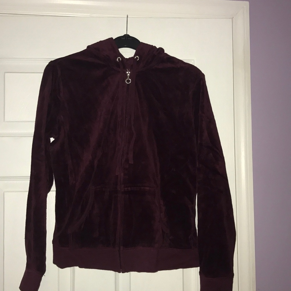 Women's New York and Company Maroon Velour Hoodie